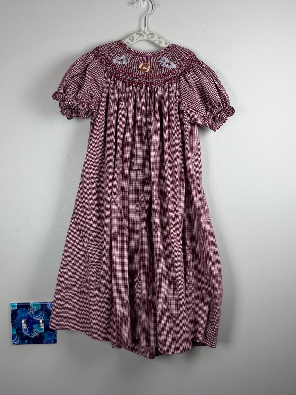 Rosalina Smocked Bishop Crimson Red White Football Alabama Preppy Dress Size 5
